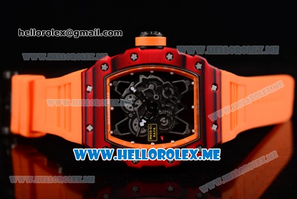 Richard Mille RM 35-01 RAFA Miyota 9015 Automatic PVD Case with Skeleton Dial and Orange Rubber Strap Dot Markers - Click Image to Close